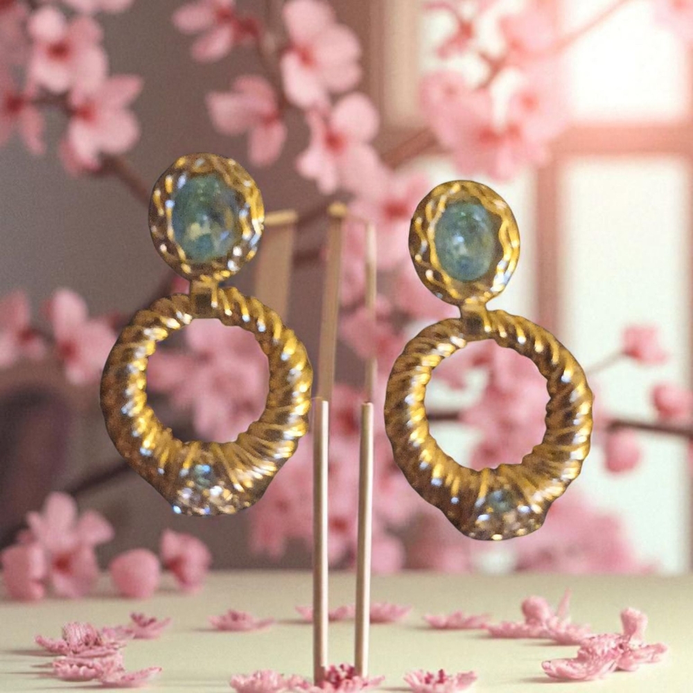 Elegant Gold and Blue Vintage Earrings